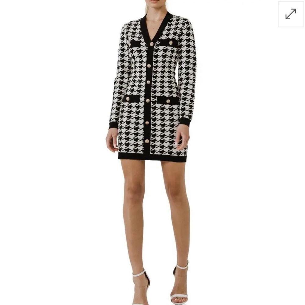 Endless rose houndstooth knit mini dress